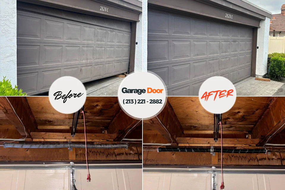 Before and after: garage door repair Hallam, PA